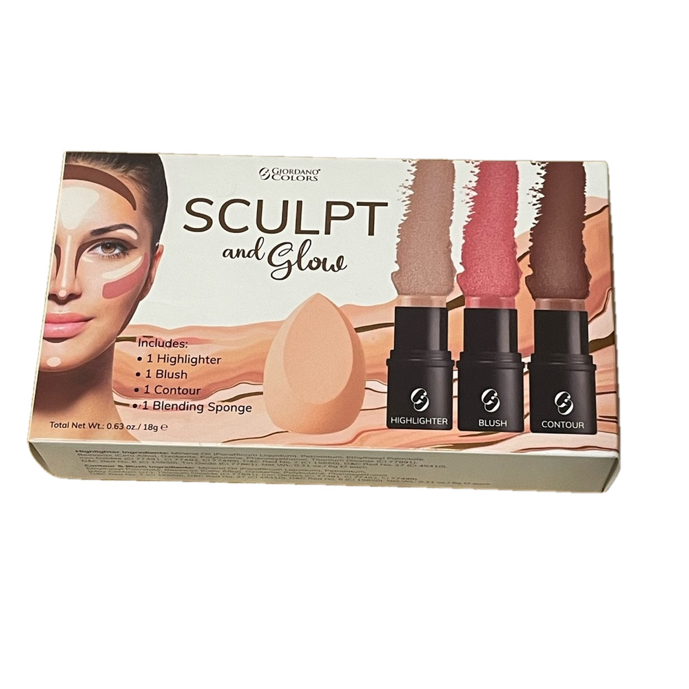Sculpt and Glow Makeup Set - Highlighter, Blush, Contour